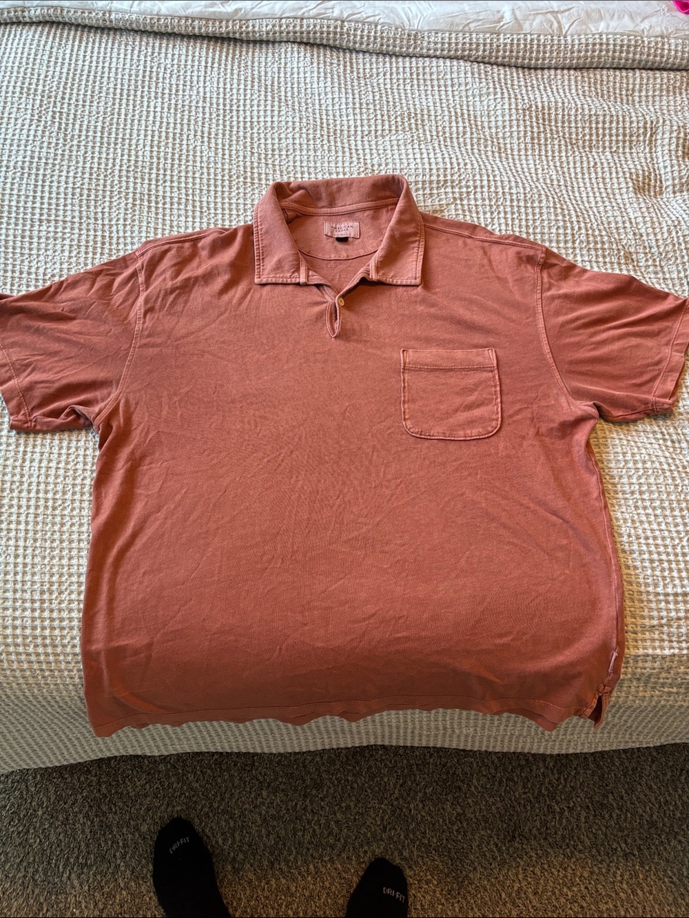 American Eagle Outfitters Men's Rust Orange Polo with Chest Pocket
